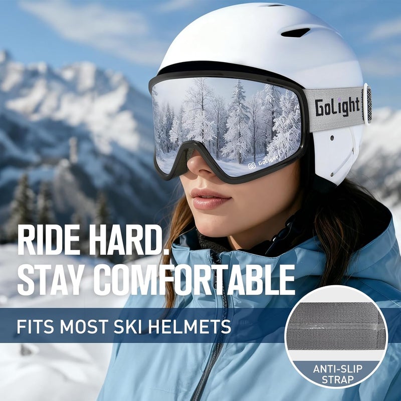Golight Polarized Anti-Glare Ski Goggles XL OTG – Anti-Fog Double Lens, UV400, Triple-Foam, Anti-Slip Strap for Men & Women - Image 2